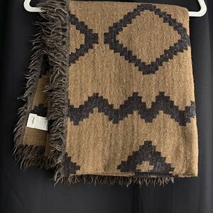 Wilfred Tan and Black Geometric Throw Blanket